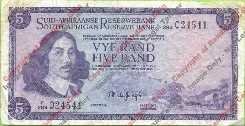 *#* TW de JONGH - 3rd Issue - 5 Rand Afr/Eng - F+ - SA bit dirty *#*