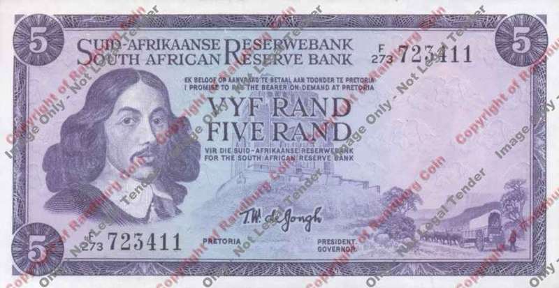 *#* TW de JONGH - 3rd Issue - 5 Rand - Afr/Eng - UNC *#*