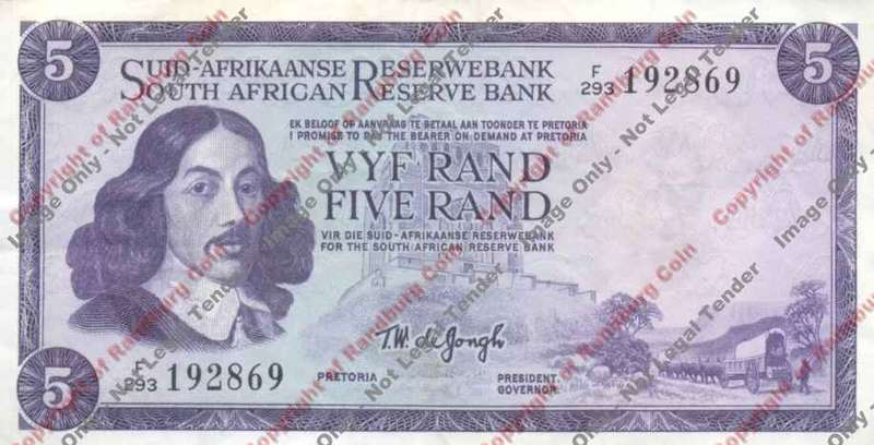 *#* TW de JONGH - 3rd Issue - 5 Rand - Afr/Eng - VF *#*