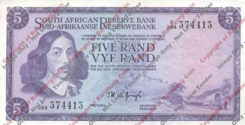 *#* TW de JONGH - 3rd Issue - 5 Rand - Eng/Afr - EF+ *#*
