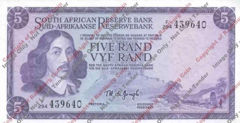 *#* TW de JONGH - 3rd Issue - 5 Rand Eng/afr - UNC *#*