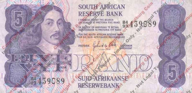 *#* GPC De Kock 3rd Issue - Five Rand 1984 Note F+ *#*