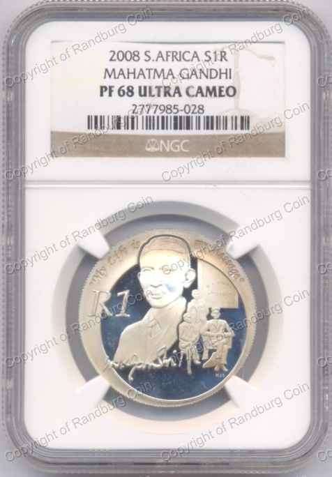 *#* 2008 NGC SLABBED MAHATMA GANDHI R1 SILVER PF 68 ULTRA CAMEO *#*