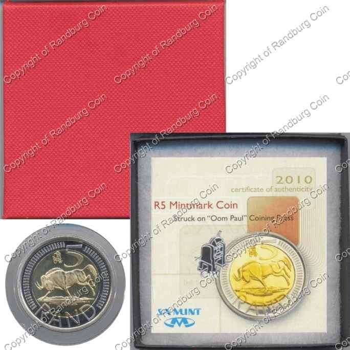 *#* SA 2010 Bi-Metal Unc. R5 Oom Paul Mint Mark! 1563 Minted *#*