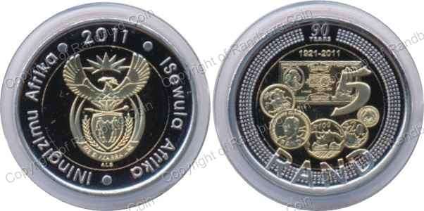 *#* 2011 SARB 90th Anniversary Proof R5 Coin in Capsule - LOW Mintage *#*
