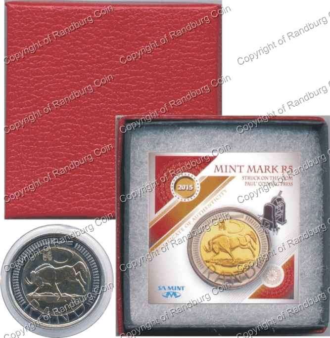 *#* SA 2015 Bi-Metal Unc. R5 Oom Paul Mint Mark! *#*