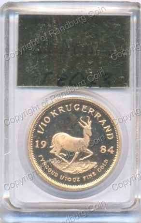 *#* 1984 SA Gold Proof Kruger Rand 1/10 SAGCE Slabbed *#*