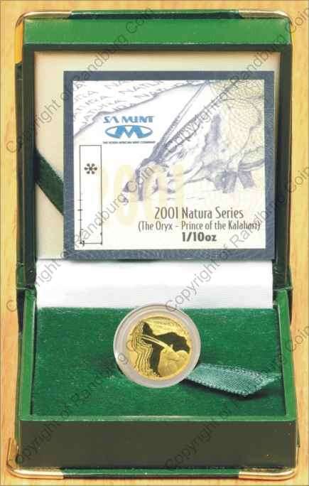 *#* 2001 SA Gold Natura Oryx Tenth Ounce - Mintage 1512 *#*