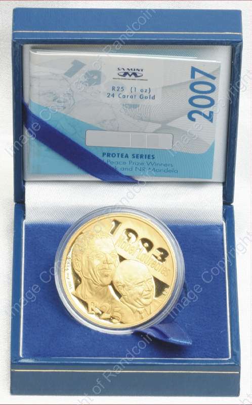 *#* 2007 One oz Gold Protea Mandela / de Klerk - Mintage 6317 *#*