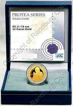 *#* 2008 One Tenth oz Gold Protea Gandhi Mintage 2431 *#*