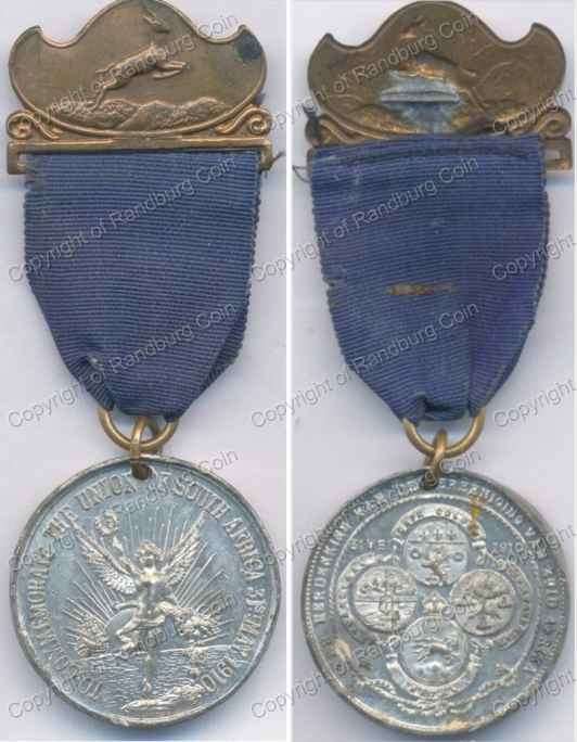 *#* 1910 Formation of the Union of South Africa: White Metal Medal with Ribbon *#*