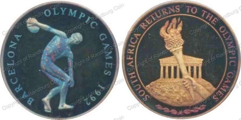 *#* 1992 Silver (.999 - 20.1gr) South Africa Returns to Barcelona Olympic Games Medallion *#*