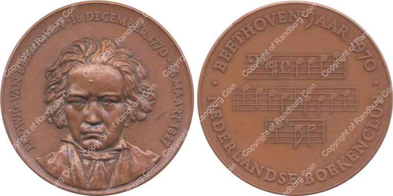 *#* Beethoven 200th Anniversary Large Copper Medallion - Netherlands Book Clubn *#*