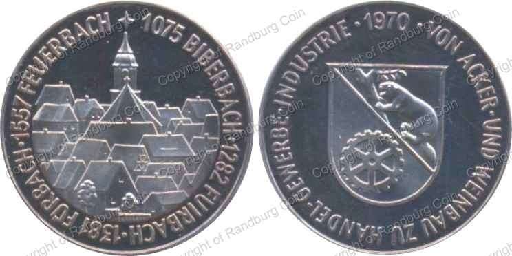 *#* Germany Federal Republic 1970 Silver (.999 - 10.9gr) Medallion - 895 Years Feuerbach City *#*
