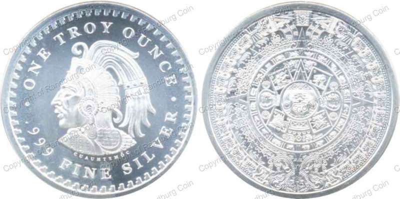 *#* Mexico Pure Silver 1oz Cuauhtemoc and Aztec Calendar Medallion *#*