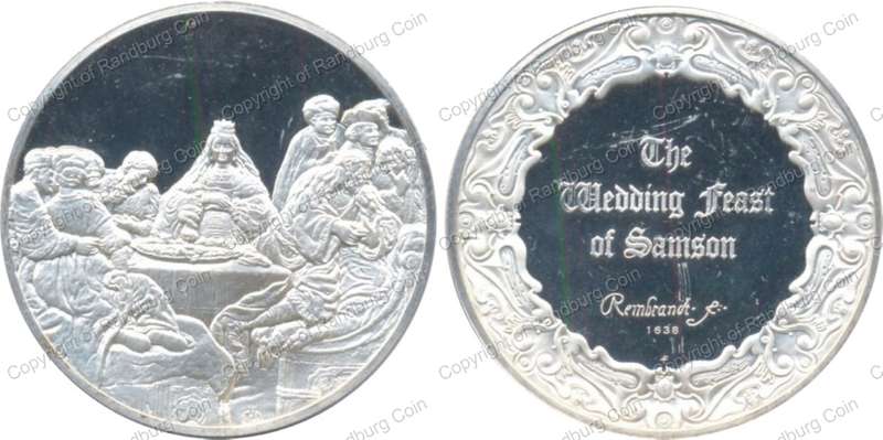 *#* Rembrand Art Silver 2oz Medallion - The Wedding Feast of Samson *#*