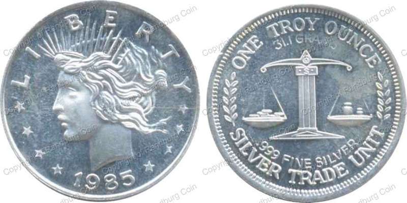 *#* 1985 USA Liberty Silver 1oz Trade Unit Medallion *#*