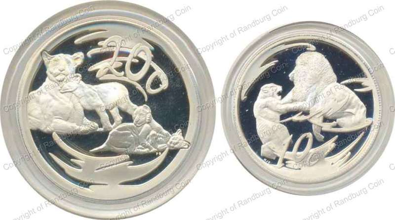 *#* 2000 Silver Wildlife - Lion - Proof 20 cent (1oz) and 10 cent (1/2oz) coins ONLY *#*