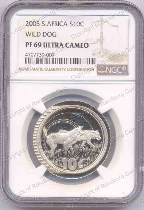 *#* 2005 Silver Wildlife African Wild Dog 10 cent 1/2oz Mintage 262-NGC PF69 Ultra Cameo *#*