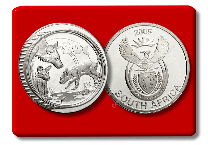 2005_Wildlife_Series_Silver_Prestige_Set_1oz_20c_African_Wild_Dog_ob_and_rev