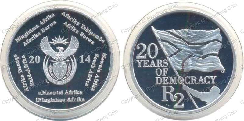 *#* 2014 Proof Silver 1oz Crown R2 20 Years of Democracy - coin ONLY *#*