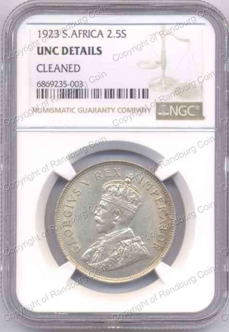 *#* 1923 SILVER 1/2 CROWN NGC SLABBED UNC DETAILS CLEANED *#*