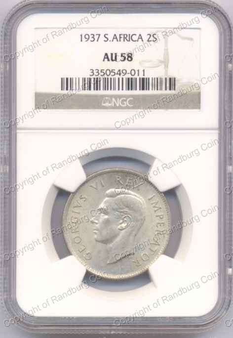 *#* 1937 TWO SHILLING NGC SLABBED AU 58 *#*