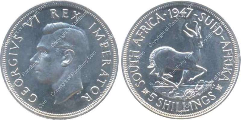 *#* 1947 SOUTH AFRICA SILVER  PROOF CROWN in box - Judge grade yourself *#*