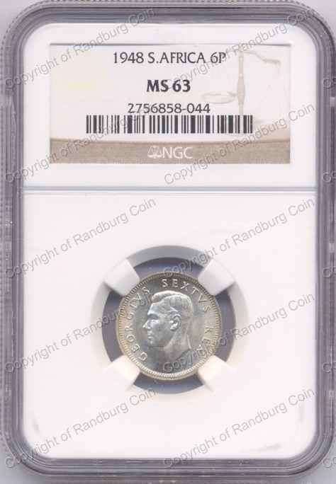 *#* 1948 NGC SIXPENCE SLABBED MS 63 *#*