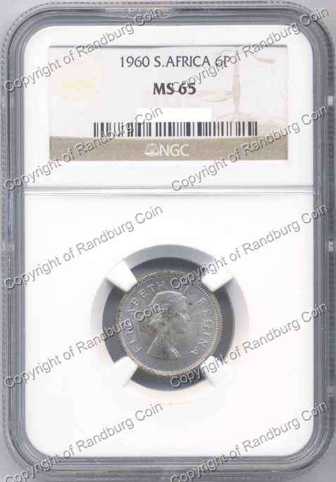 *#* 1960 NGC SIXPENCE SLABBED MS 65 - ONLY 1 coin with better grade *#*