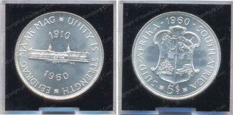 *#* 1960 South African Silver Crown in perspex holder *#*