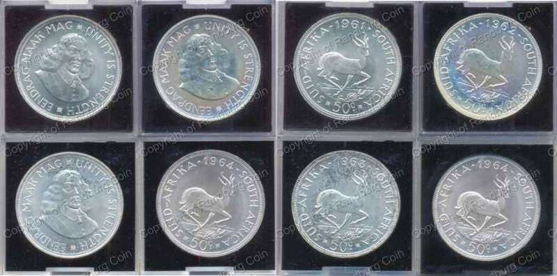 *#* 1961 to 1964 South Africa 1st Decimal Crown set in perspex holders *#*