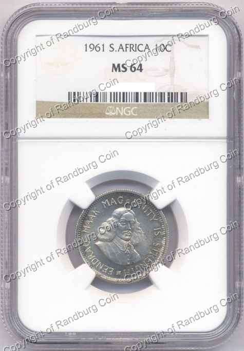 *#* 1961 NGC 10 CENT SLABBED MS 64 *#*