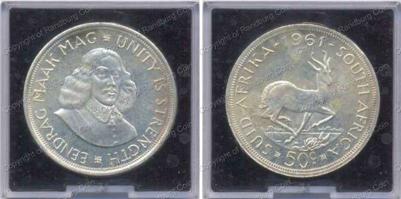 *#* 1961 South African Silver 50 Cents in perspex holder *#*