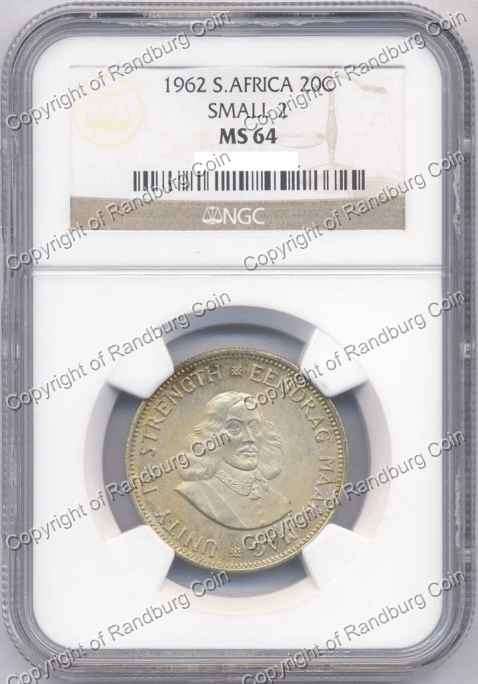 *#* 1962 NGC 20 CENT SLABBED MS 64 *#*