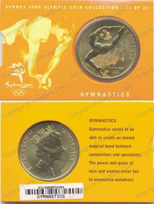 *#* Australia 2000 Olympics Uncirculated 5 Dollars - Gymnastics (1 AUD$  +/-R11-62) *#*