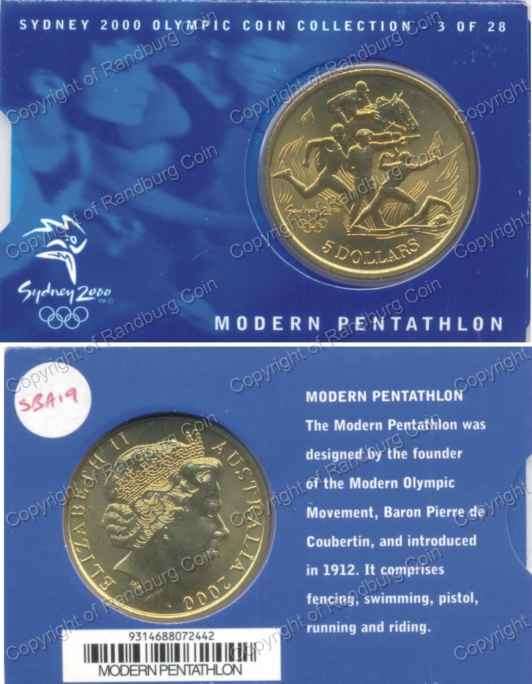 *#* Australia 2000 Olympics Uncirculated 5 Dollars - Modern Pentathlon *#*