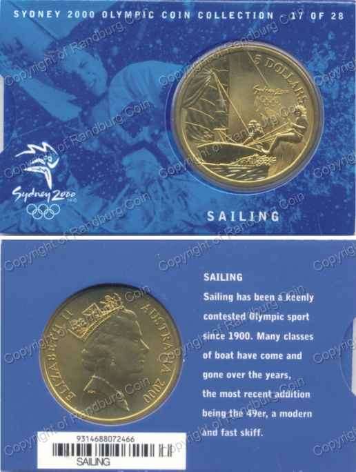 *#* Australia 2000 Olympics Uncirculated 5 Dollars - Sailing (1 AUD$   +/-R11-62) *#*