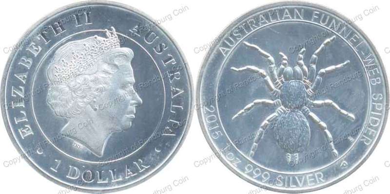 *#* 2015 Australia - Silver 1 oz - 1 Dollar Funnel Web Spider Coin #*