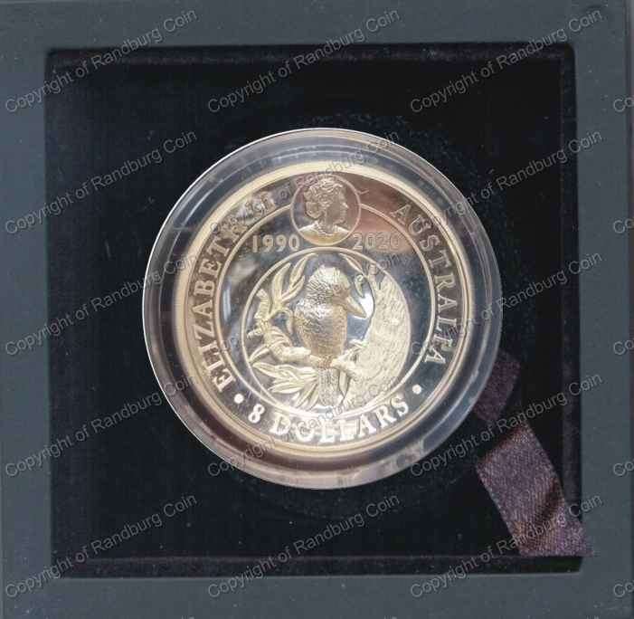 *#* Australia 2020 - 5 oz Kookaburra (30th year) Pure Silver $8 - handled *#*
