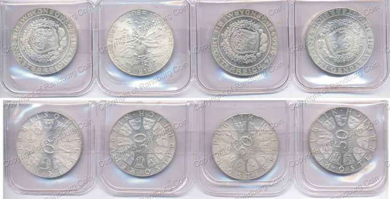 *#* Austria 1974 - 4 x Silver 50 Schilling - see description *#*
