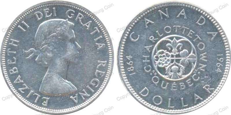 *#* Canada 1964 Silver Dollar - 100 Year Anniversary - Charlottetown - Quebec *#*