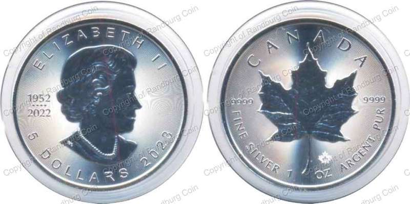 *#* Canada 2023 - Silver Bullion 5 Dollar - 70 years of Queen's Reign - Privy mintmark*#*