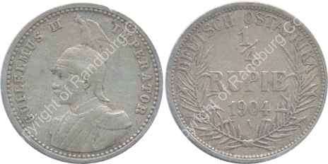 *#* German East Africa 1904A - Silver 1/4 Rupie *#*