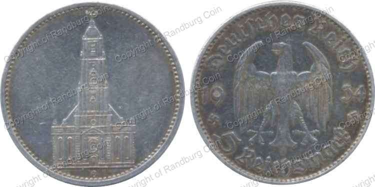 *#* Germany 1934 Silver 5 Reichs Mark - 1st Anniversary of Nazi rule *#*