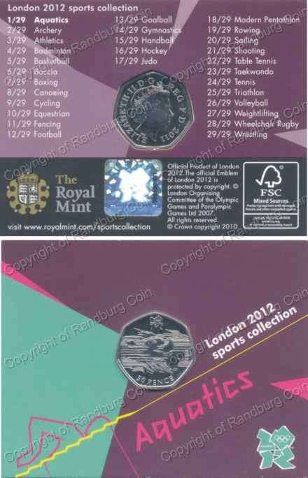 *#* Great Britain 2011 - UNC 50 Pence Olympics Aquatics in card *#*