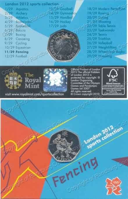 *#* Great Britain 2011 - UNC 50 Pence Olympics Fencing in card *#*
