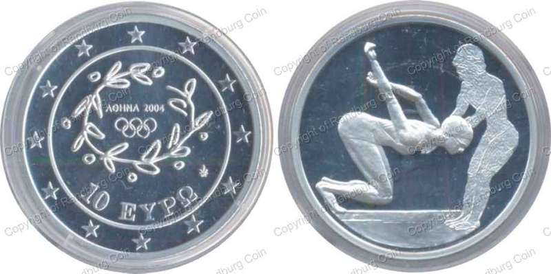 *#* Greece 2004 Proof Silver (STG-34.0gr) 10 Euro in Box with CoA *#*