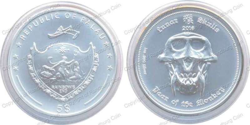 *#* Republic of Palau 2016 Silver 1oz - 5 Dollars - Year of the Monkey *#*