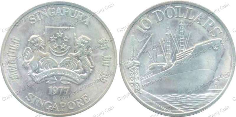 *#* Singapore 1977 Silver (.500 - 31.0gr)  10 Dollars *#*